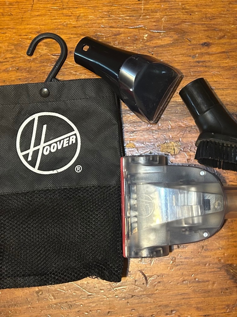 Hoover Attachment Lot Pet Turbo DCL 18, Scrubber (?) Brush, Dusting Brush, Pouch